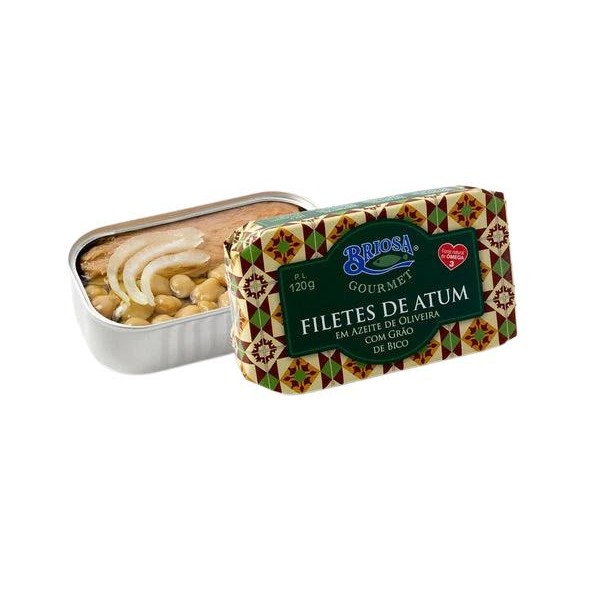 Filetes de Atum em Azeite c/Grão de Bico 120g Briosa Gourmet