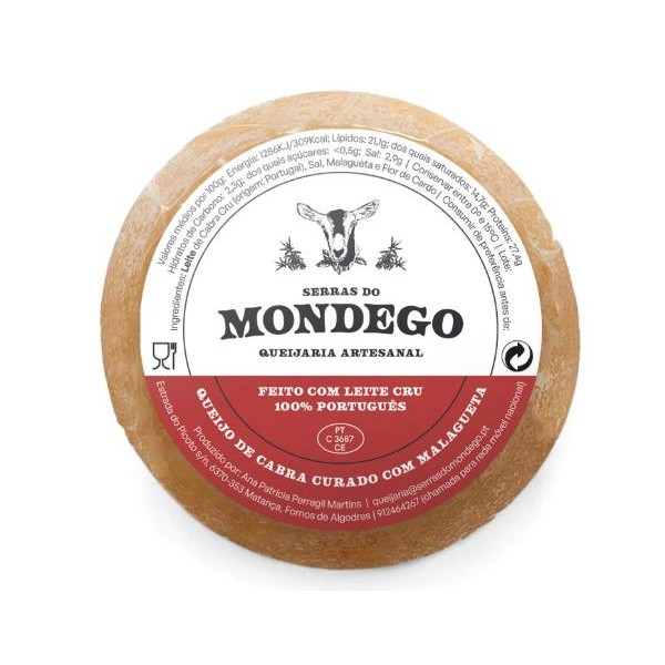 Queijo de Cabra Curado c/ Malagueta - Serras do Mondego Queijaria Artesanal Aprox. 130g