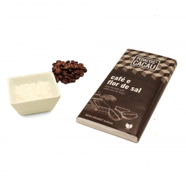Tablete 30g Café e Flor de Sal Pedaços de Cacau